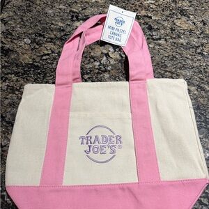 Trader Joes NWT Mini Pastel Canvas Tote Bag - Pink